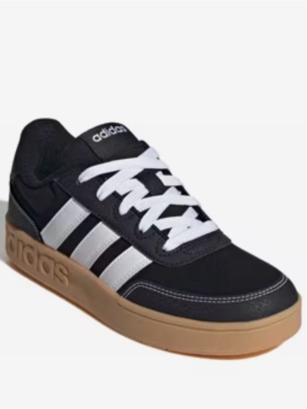 adidas Kids Black and White Sneakers with Gum Sole
